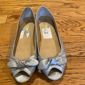 Me too Silver Peep Toe Flat